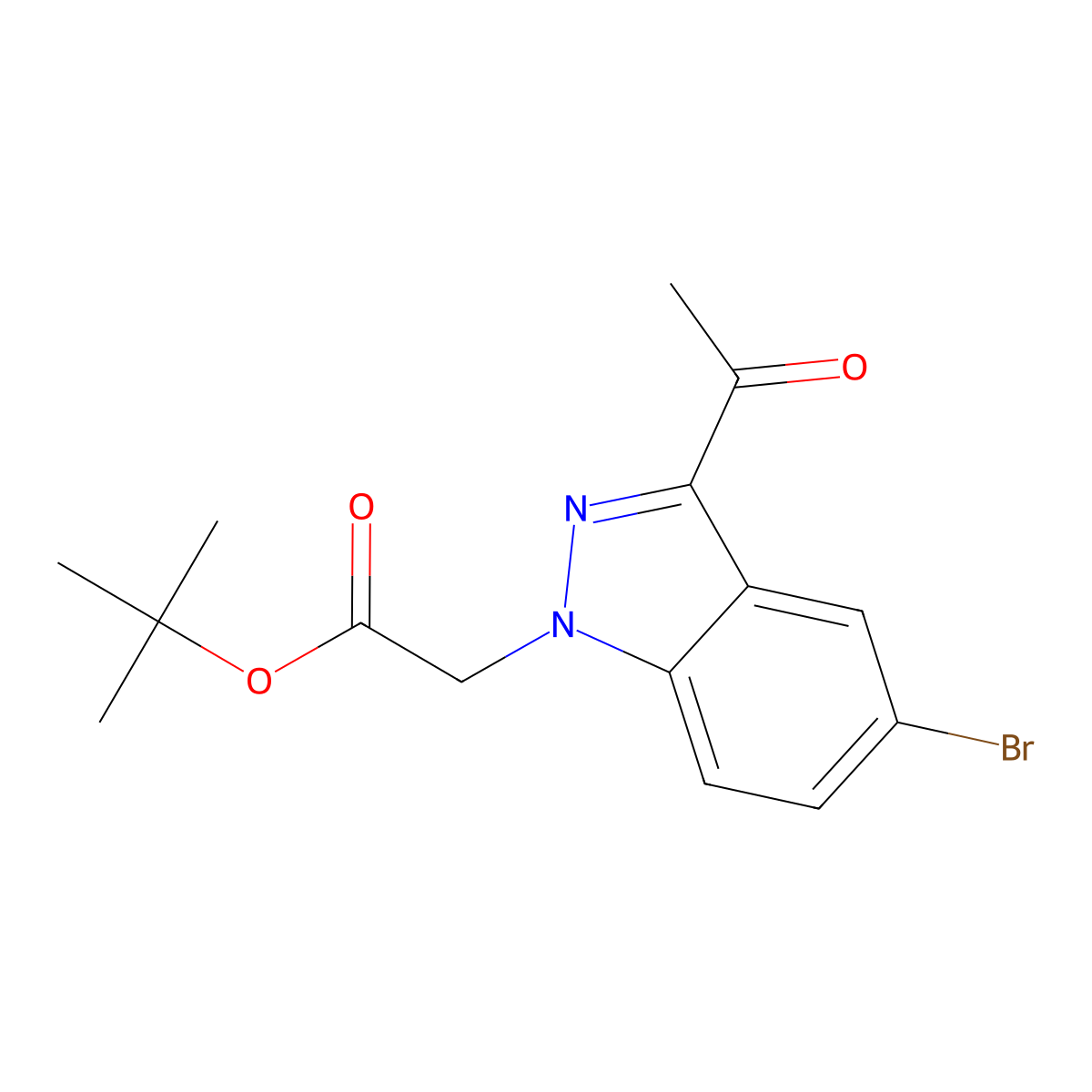 Tert-butyl 2-(3-acetyl-5-bromo-indazol-1-yl)acetate molecular structure, CAS 2086183-72-2