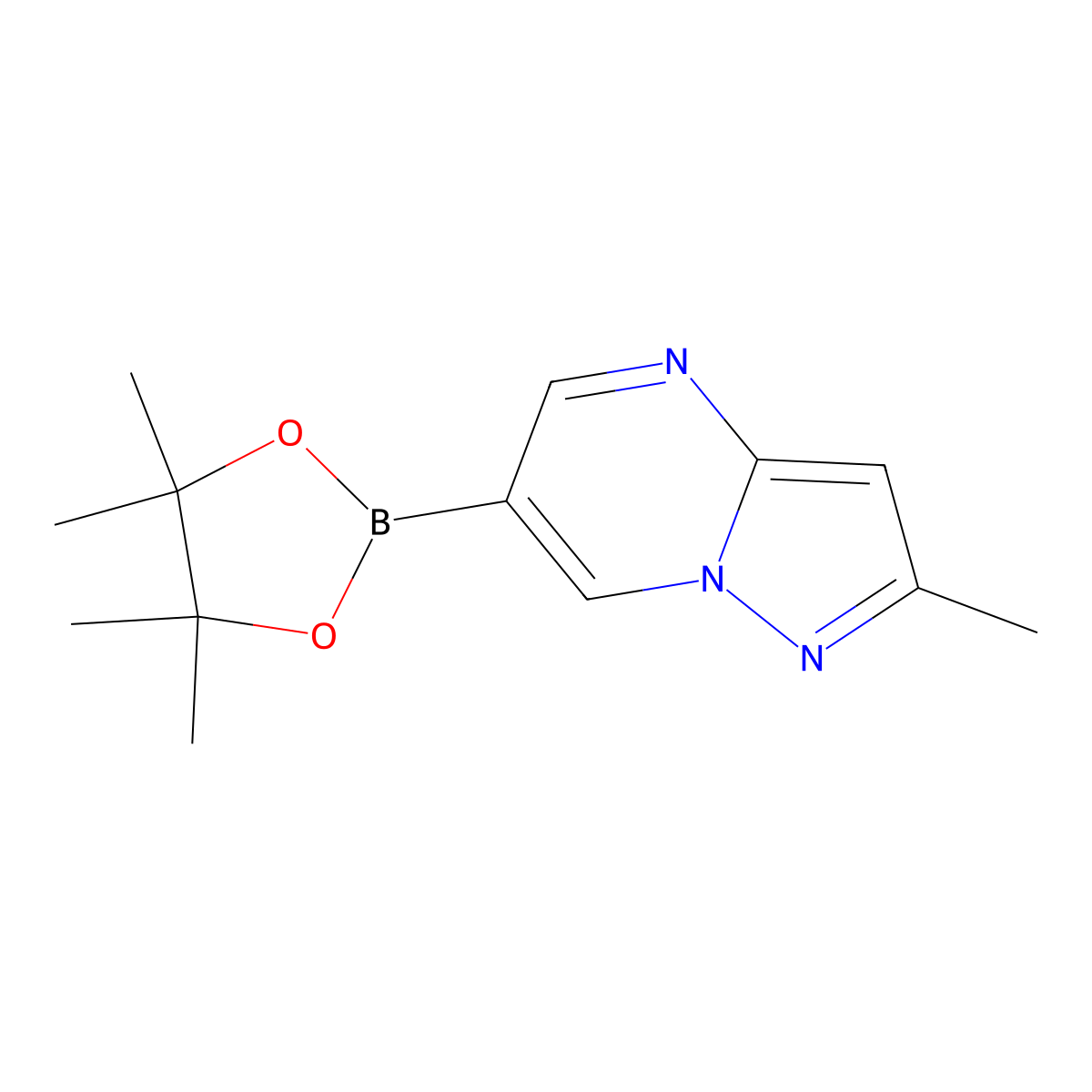2-Methyl-6-(tetramethyl-1,3,2-dioxaborolan-2-yl)pyrazolo[1,5-a]pyrimidine molecular structure, CAS 2086184-54-3