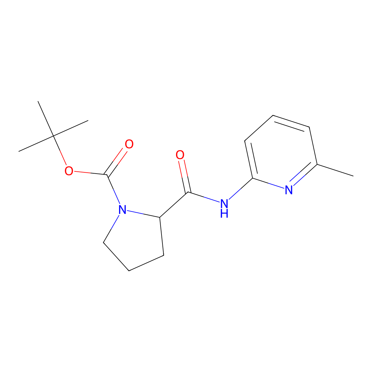 Tert-butyl (s)-2-((6-methylpyridin-2-yl)carbamoyl)pyrrolidine-1-carboxylate molecular structure, CAS 2086186-81-2