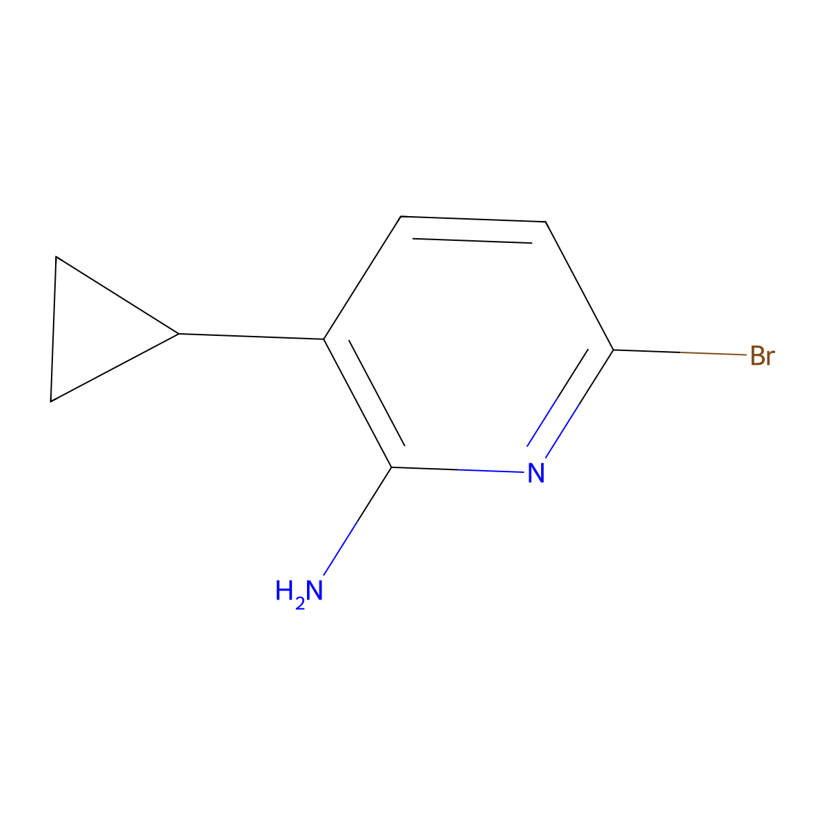 6-Bromo-3-cyclopropylpyridin-2-amine molecular structure, CAS 2086189-57-1
