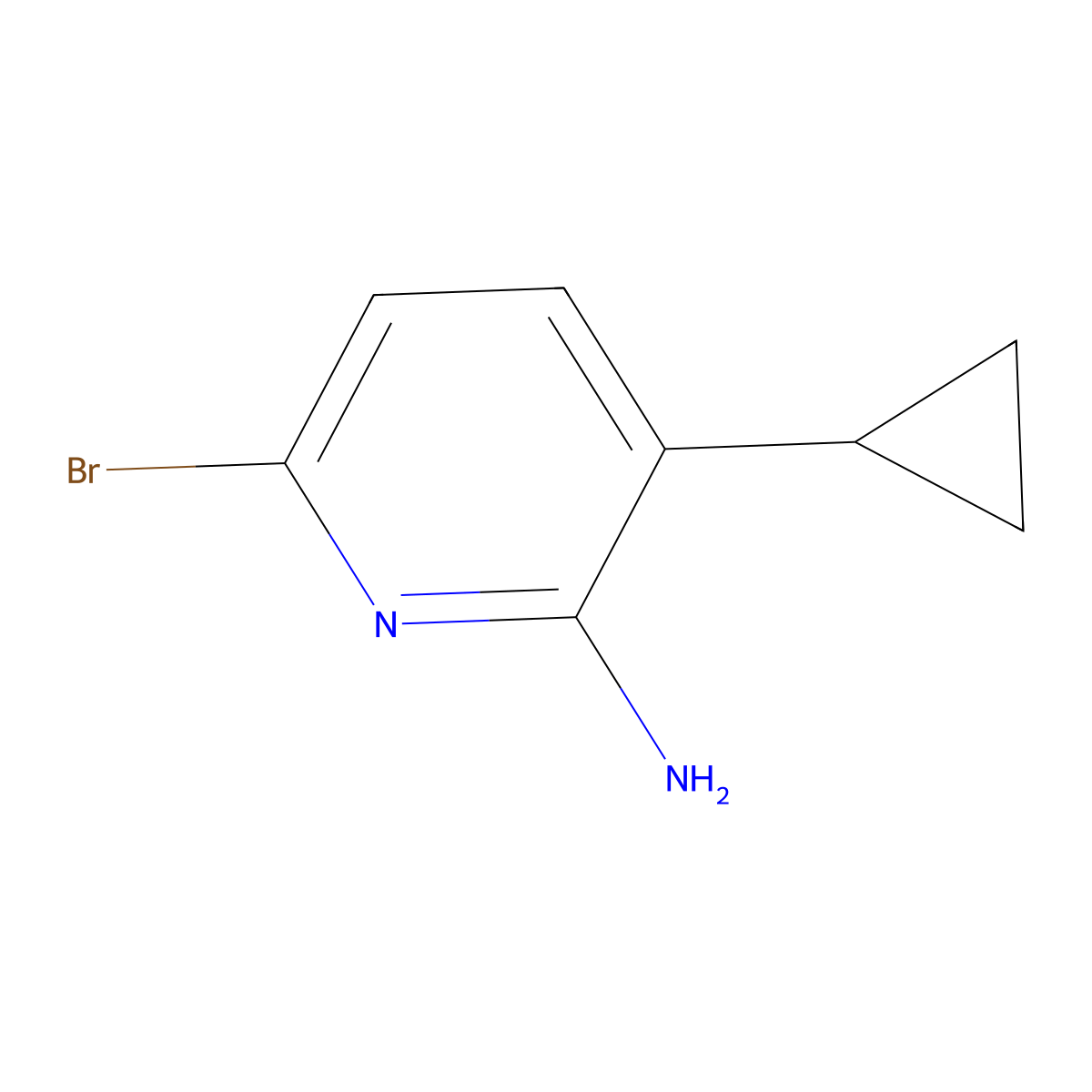 6-Bromo-3-cyclopropylpyridin-2-amine molecular structure, CAS 2086189-57-1