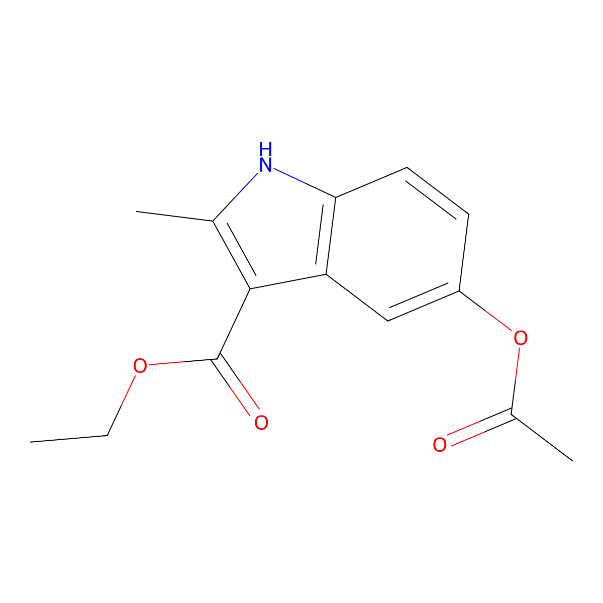 1H-Indole-3-carboxylic acid, 5-(acetyloxy)-2-methyl-, ethyl ester molecular structure, CAS 20862-91-3