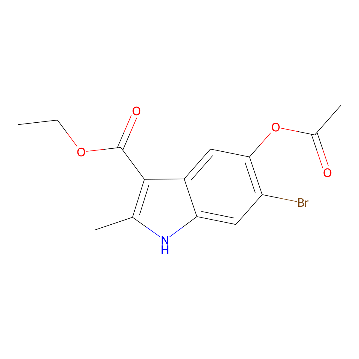 6-Bromo-3-(ethoxycarbonyl)-2-methylindol-5-yl acetate molecular structure, CAS 20862-92-4