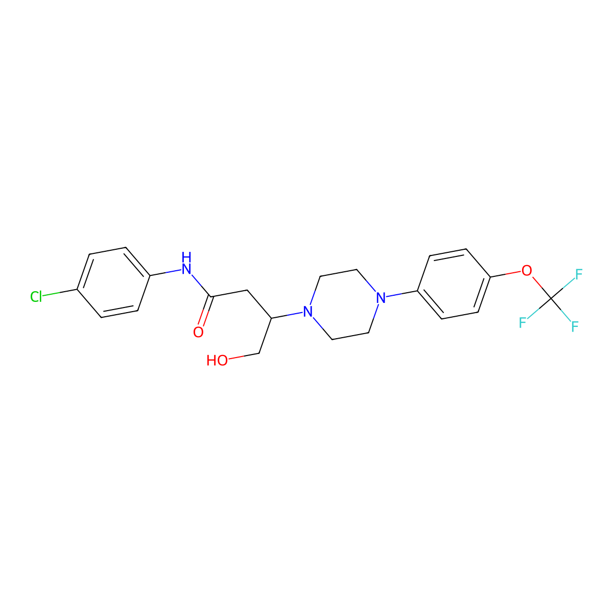 N-(4-chlorophenyl)-4-hydroxy-3-(4-(4-(trifluoromethoxy)phenyl)piperazin-1-yl)butanamide molecular structure, CAS 2086257-77-2