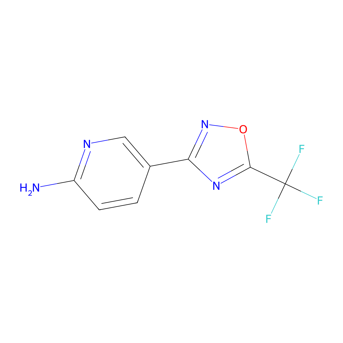 5-[5-(Trifluoromethyl)-1,2,4-oxadiazol-3-yl]pyridin-2-amine molecular structure, CAS 2086260-68-4