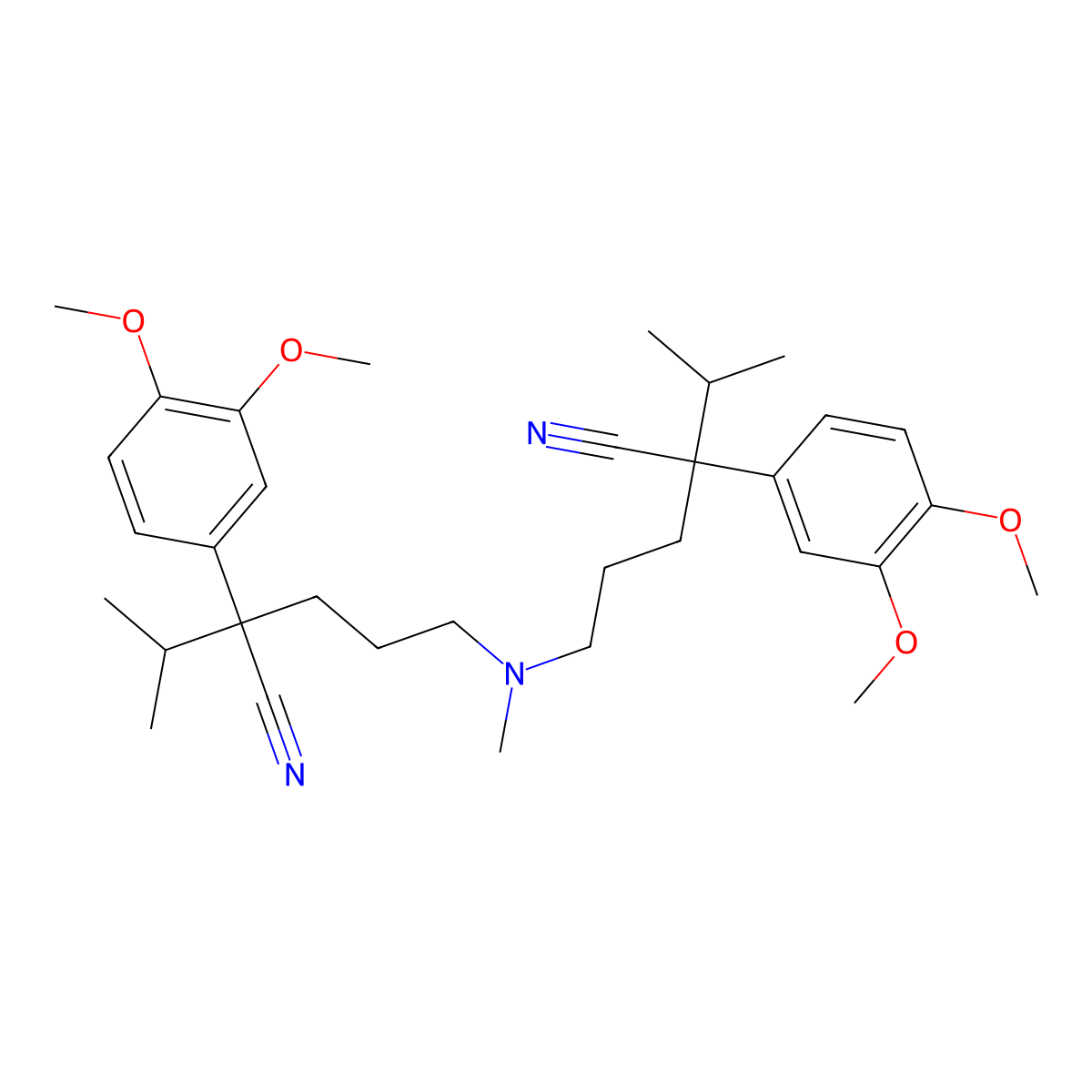5,5'-(Methylimino)bis(2-(3,4-dimethoxyphenyl)-2-(1-methylethyl)pentanenitrile) molecular structure, CAS 2086274-75-9