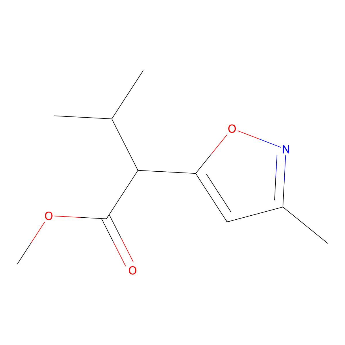 Methyl 3-methyl-2-(3-methylisoxazol-5-yl)butanoate molecular structure, CAS 2086298-40-8