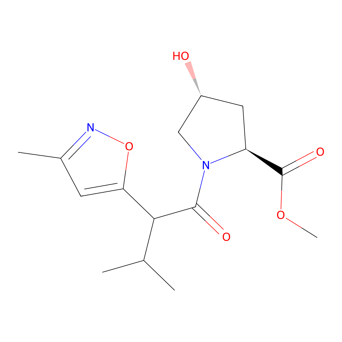 (2S,4R)-Methyl 4-hydroxy-1-(3-methyl-2-(3-methylisoxazol-5-yl)butanoyl)pyrrolidine-2-carboxylate molecular structure, CAS 2086298-41-9