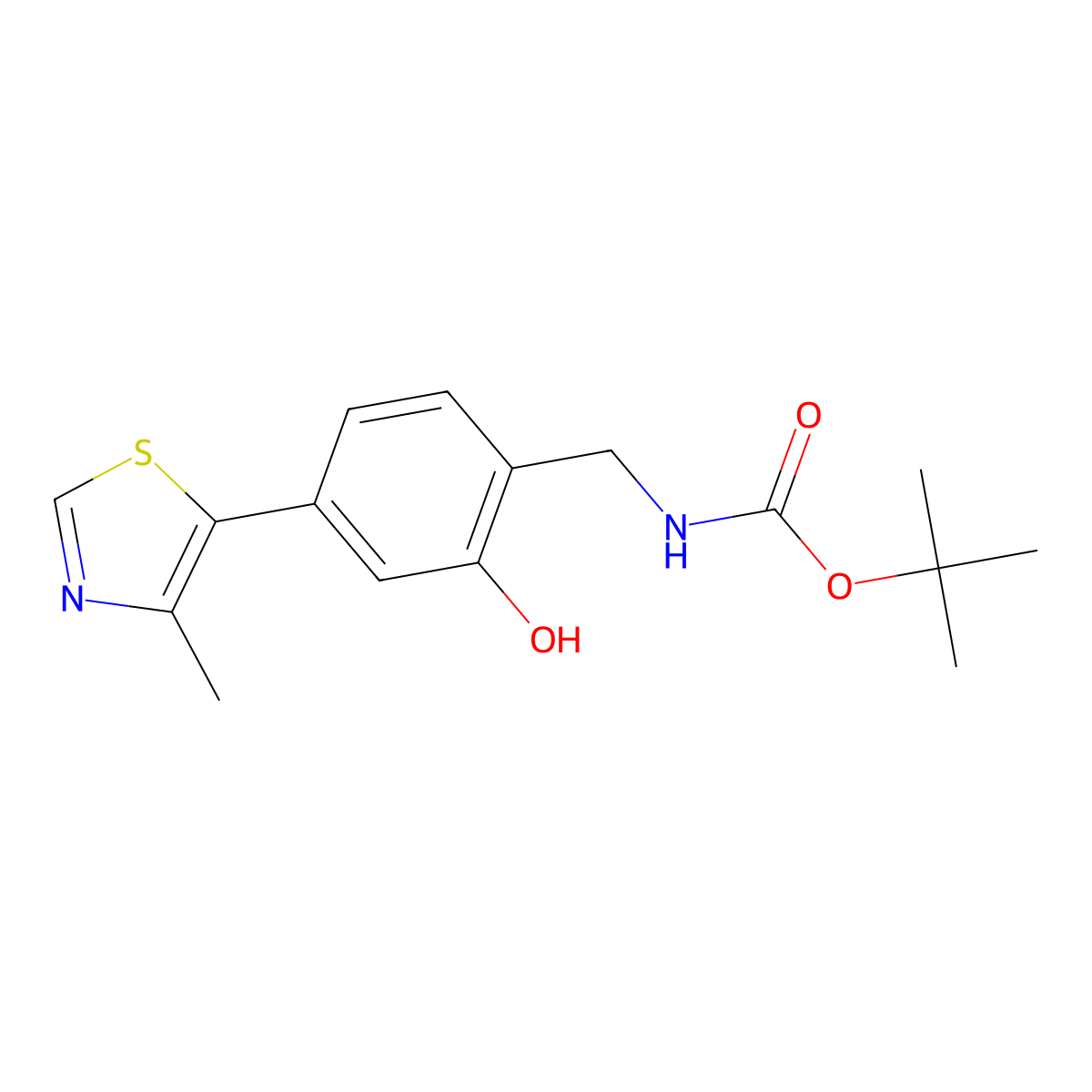 Tert-butyl (2-hydroxy-4-(4-methylthiazol-5-YL)benzyl)carbamate molecular structure, CAS 2086300-37-8