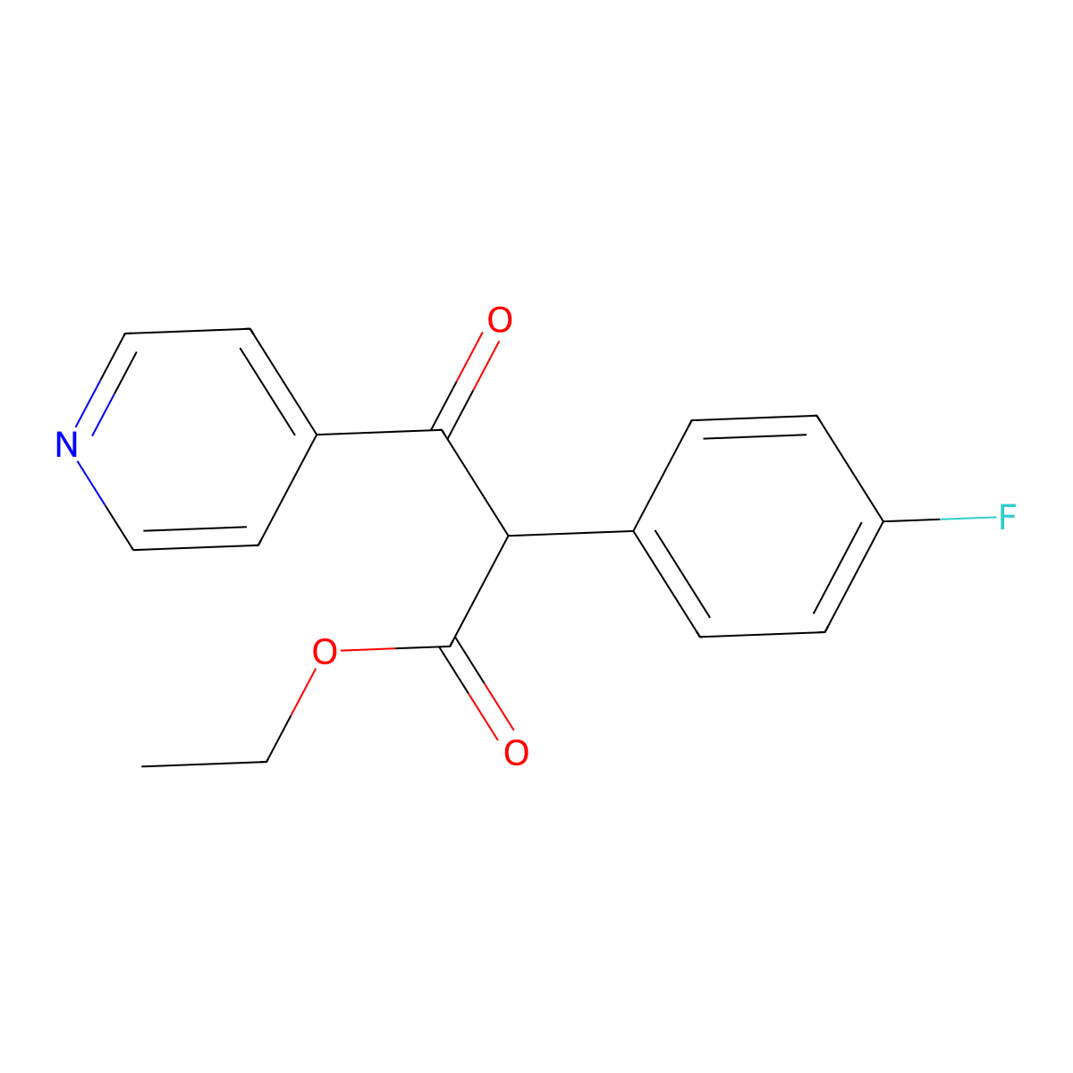 Ethyl 2-(4-fluorophenyl)-3-oxo-3-(4-pyridyl)-propionate molecular structure, CAS 208655-02-1