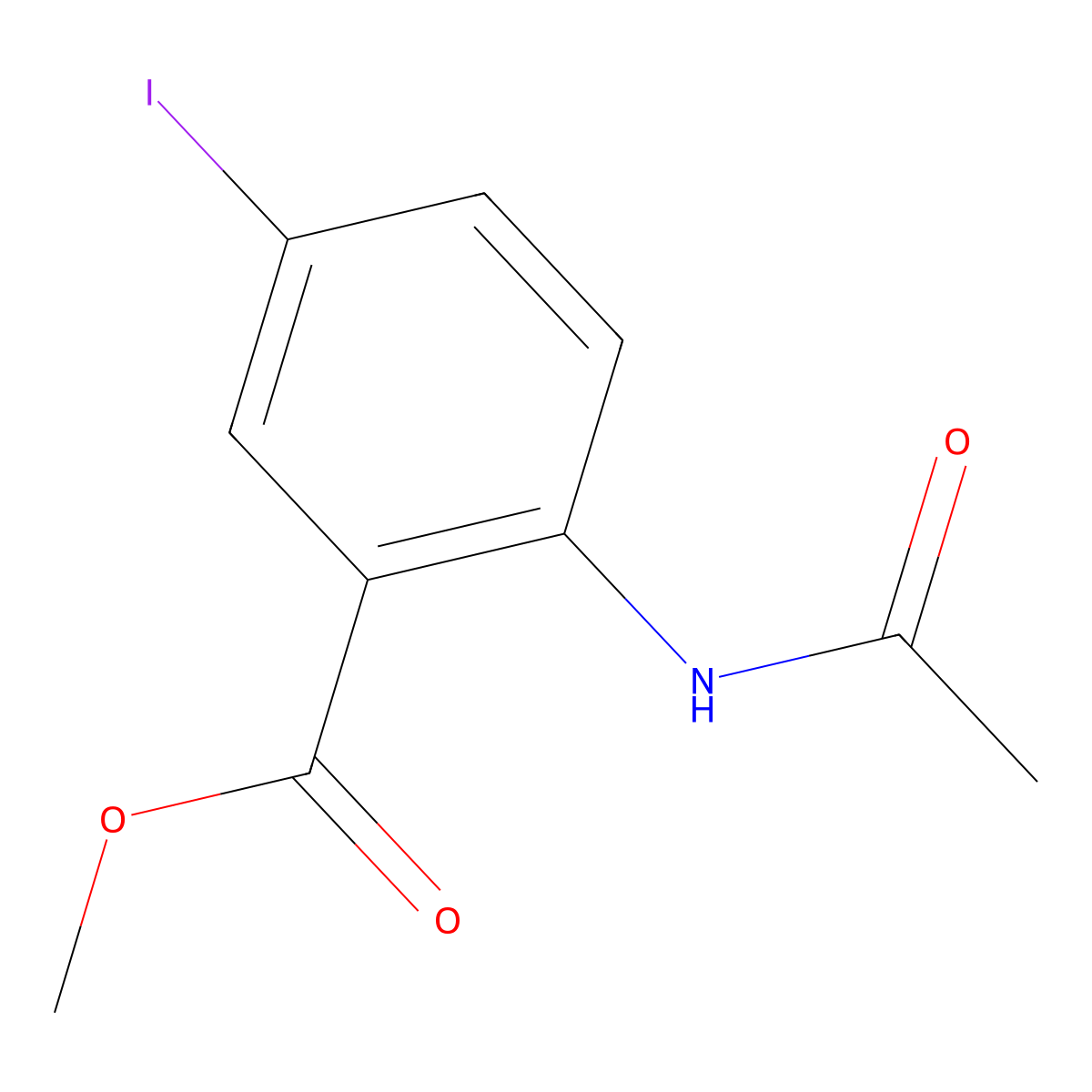 Methyl 2-acetamido-5-iodobenzoate molecular structure, CAS 208659-18-1