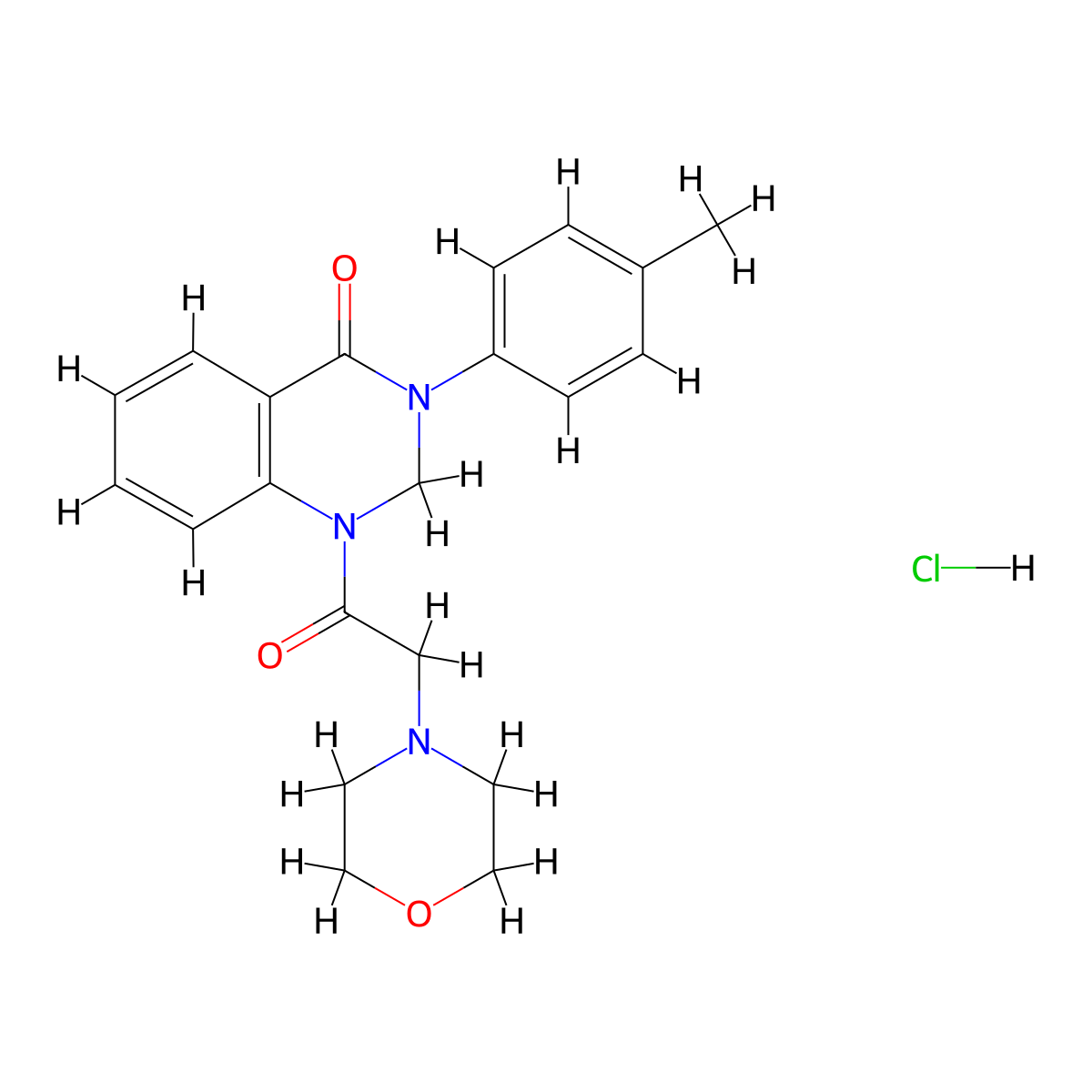 4(1H)-Quinazolinone, 2,3-dihydro-1-(morpholinoacetyl)-3-(p-tolyl)-, hydrochloride molecular structure, CAS 20866-04-0