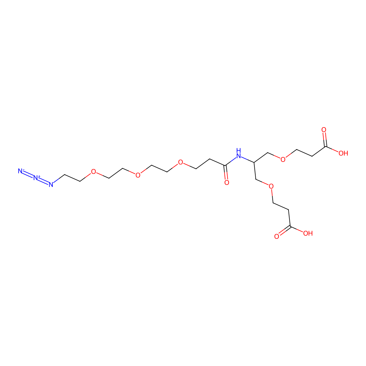 2-(Azido-PEG3-amido)-1,3-bis(carboxylethoxy)propane molecular structure, CAS 2086689-05-4