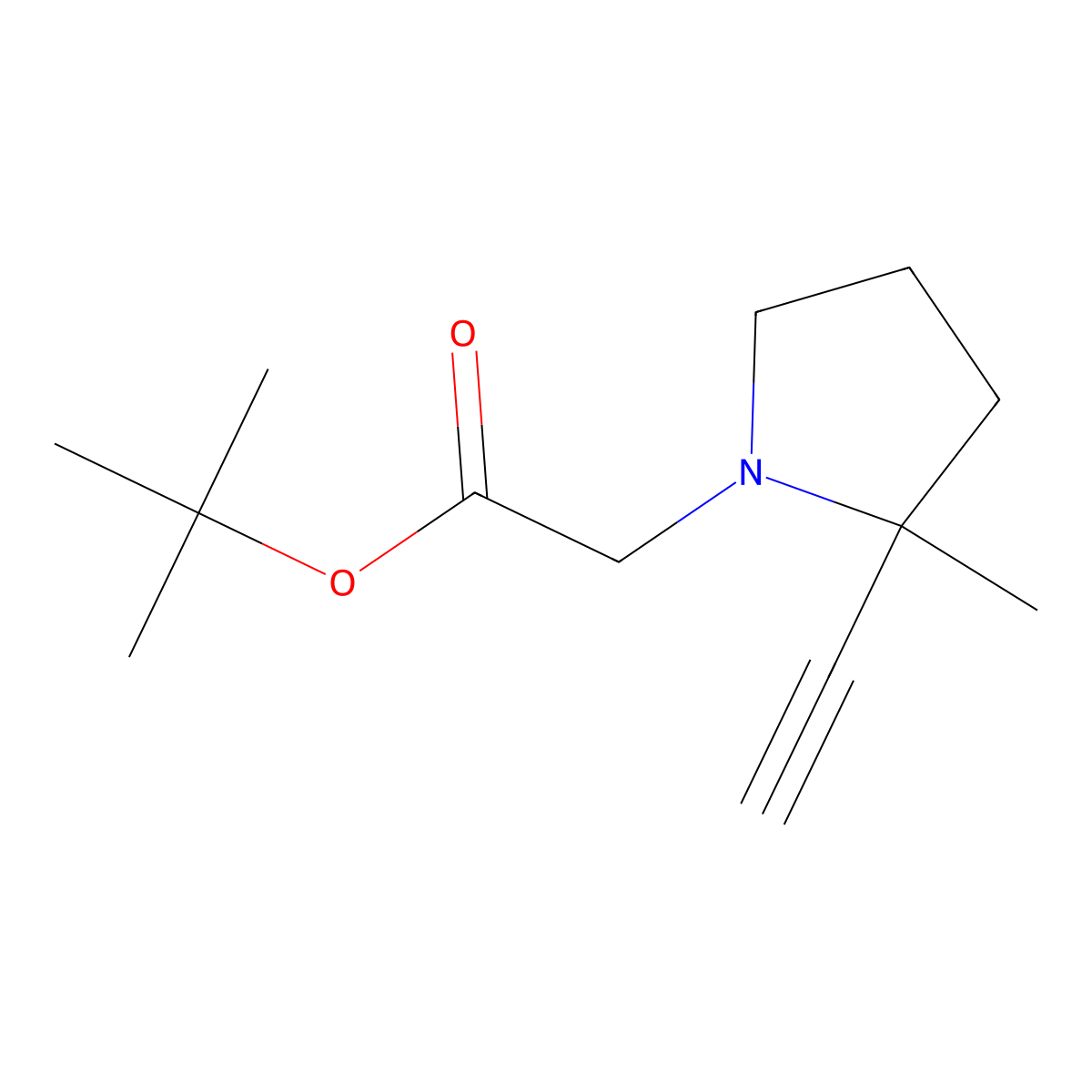 tert-Butyl 2-(2-ethynyl-2-methyl-1-pyrrolidinyl)acetate molecular structure, CAS 2086689-87-2