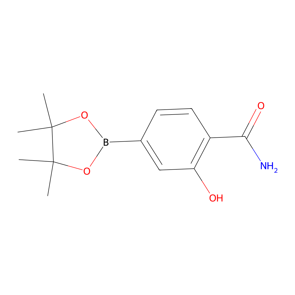 2-Hydroxy-4-(4,4,5,5-tetramethyl-1,3,2-dioxaborolan-2-YL)benzamide molecular structure, CAS 2086717-72-6