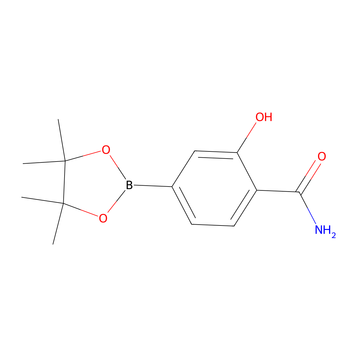 2-Hydroxy-4-(4,4,5,5-tetramethyl-1,3,2-dioxaborolan-2-YL)benzamide molecular structure, CAS 2086717-72-6