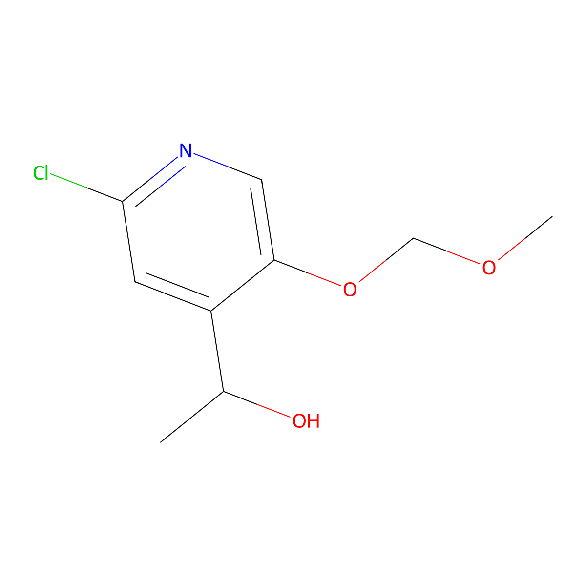 1-[2-Chloro-5-(methoxymethoxy)pyridin-4-yl]ethan-1-ol molecular structure, CAS 2086750-63-0