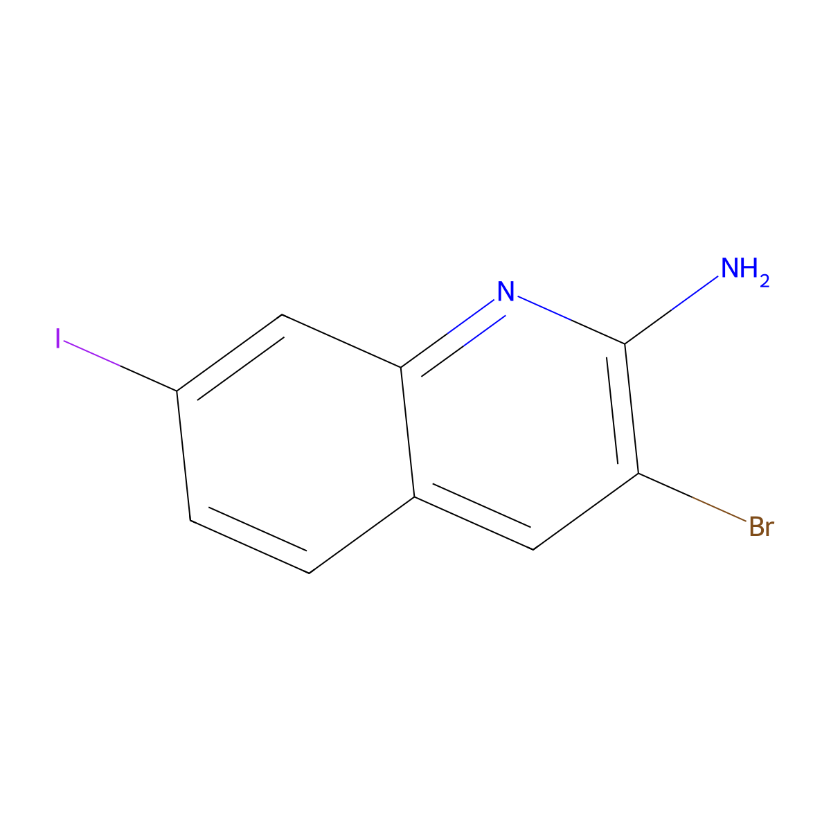 3-Bromo-7-iodoquinolin-2-amine molecular structure, CAS 2086768-86-5