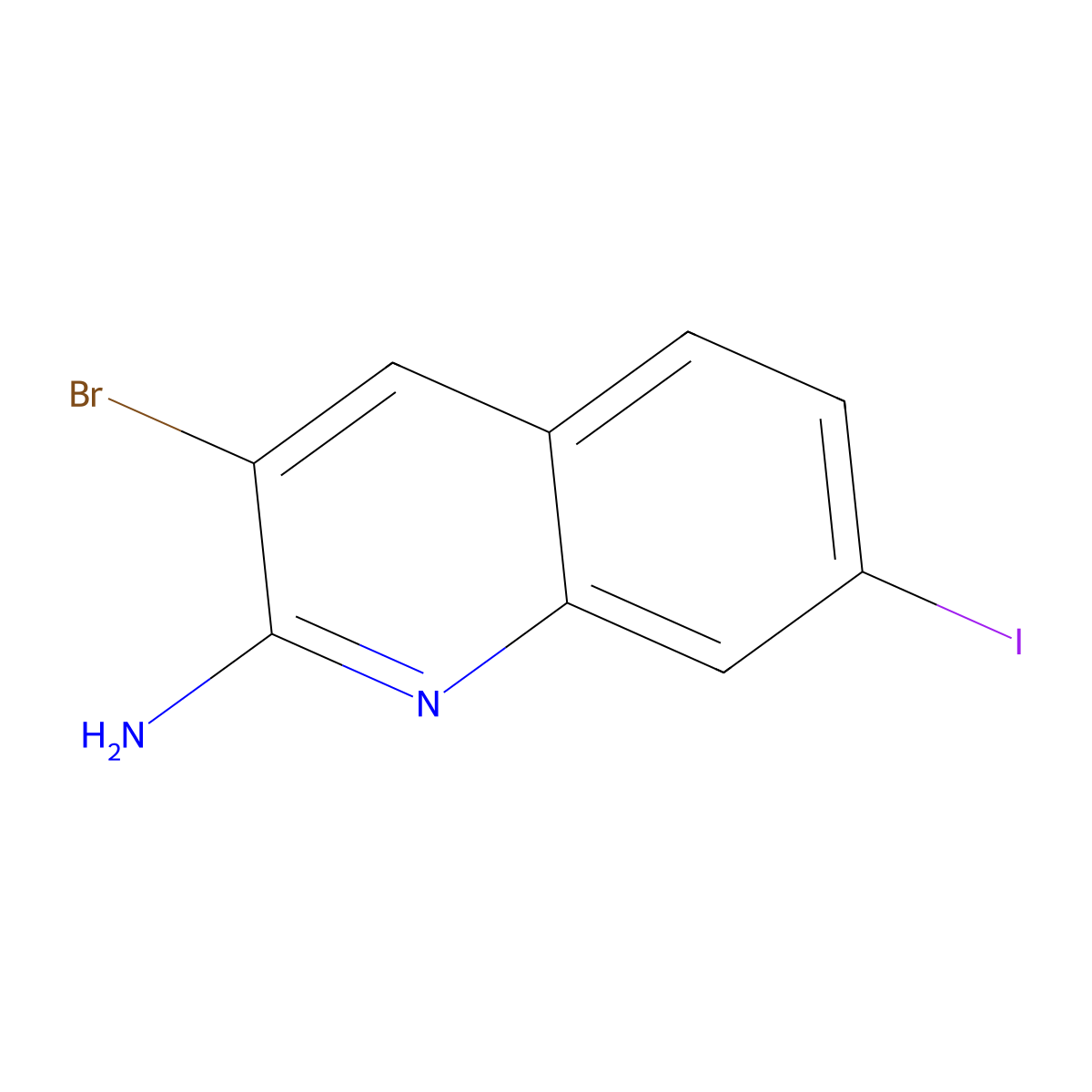 3-Bromo-7-iodoquinolin-2-amine molecular structure, CAS 2086768-86-5