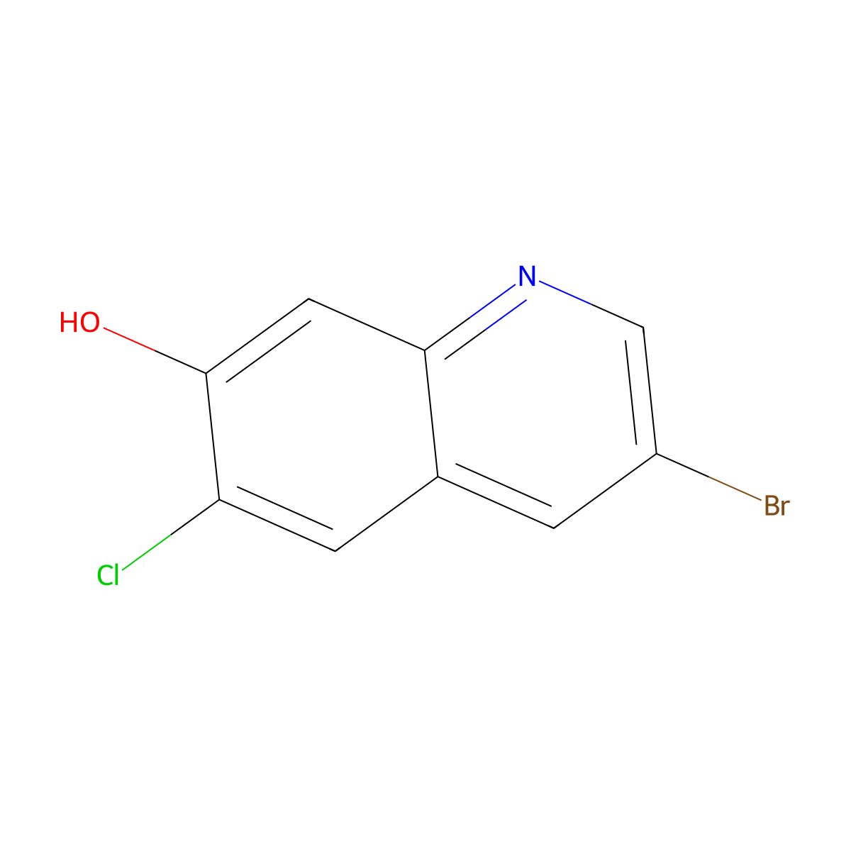 3-bromo-6-chloro-7-Quinolinol molecular structure, CAS 2086768-93-4