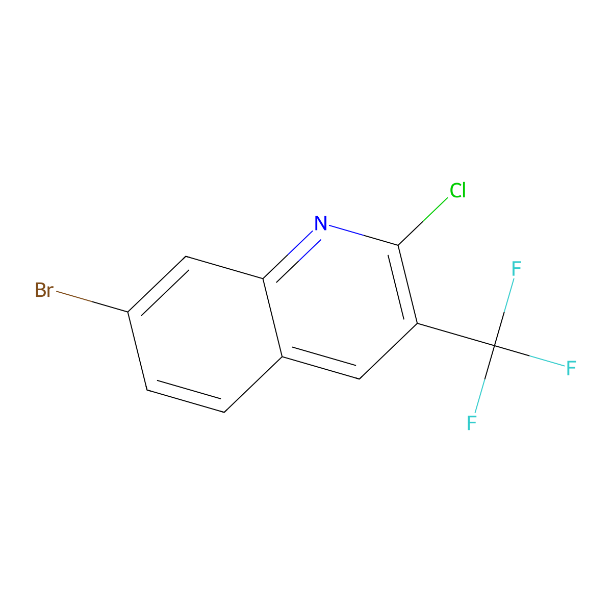 7-Bromo-2-chloro-3-(trifluoromethyl)quinoline molecular structure, CAS 2086770-12-7