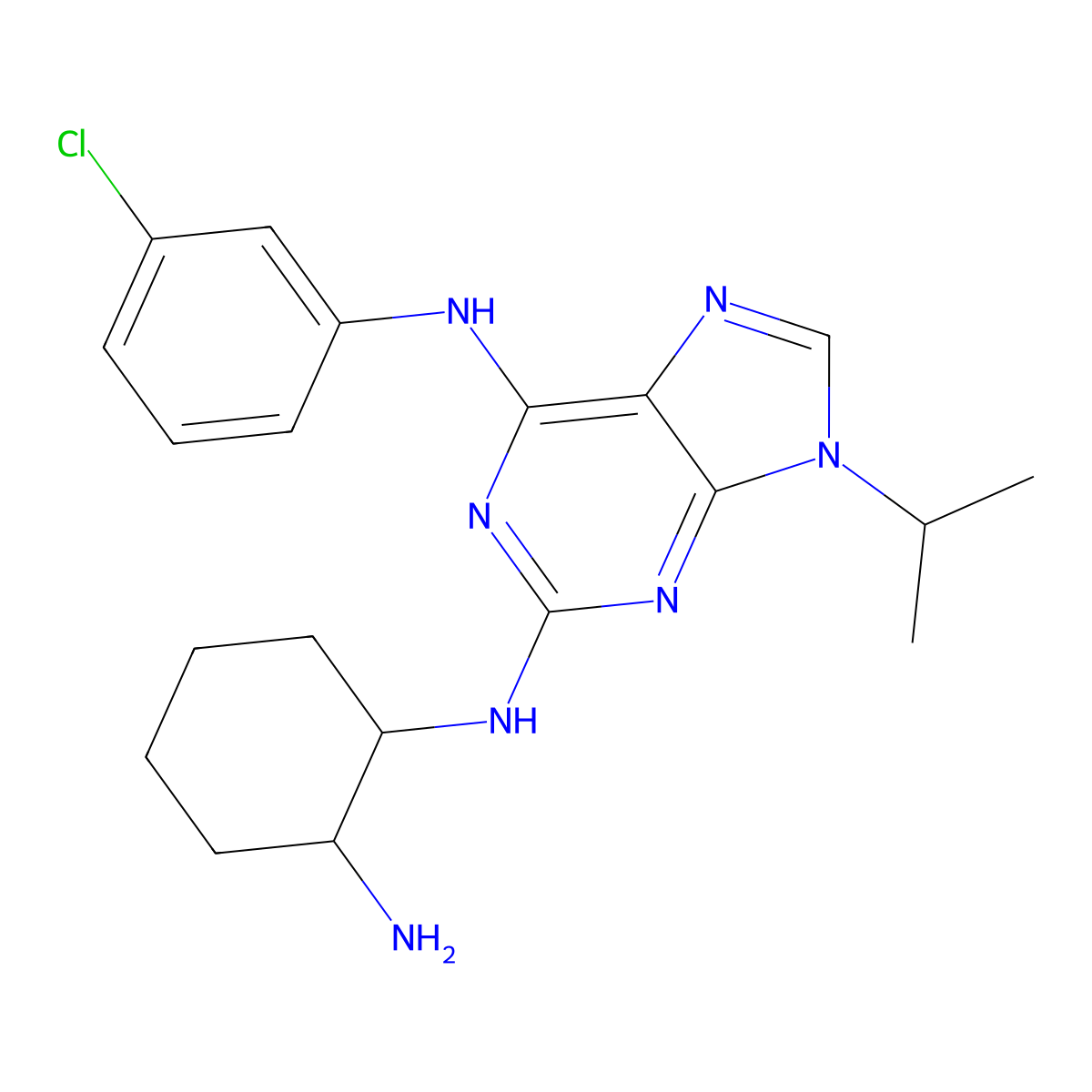 2-N-[(1S,2S)-2-aminocyclohexyl]-6-N-(3-chlorophenyl)-9-propan-2-ylpurine-2,6-diamine molecular structure, CAS 2086809-58-5