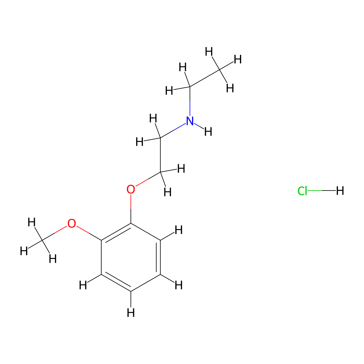 Ethyl[2-(2-methoxyphenoxy)ethyl]amine hydrochloride molecular structure, CAS 2087-33-4