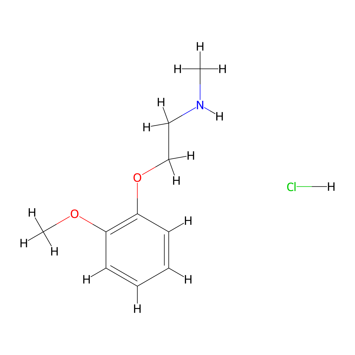 [2-(2-Methoxyphenoxy)ethyl](methyl)amine hydrochloride molecular structure, CAS 2087-35-6