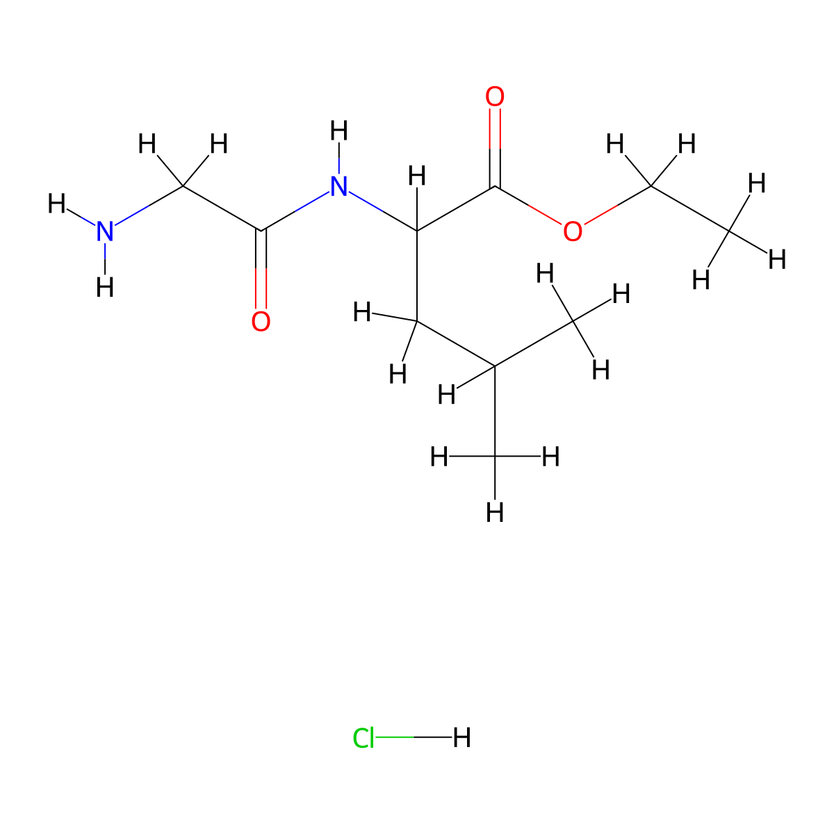 Ethyl 2-(2-aminoacetamido)-4-methylpentanoate hydrochloride molecular structure, CAS 2087-46-9
