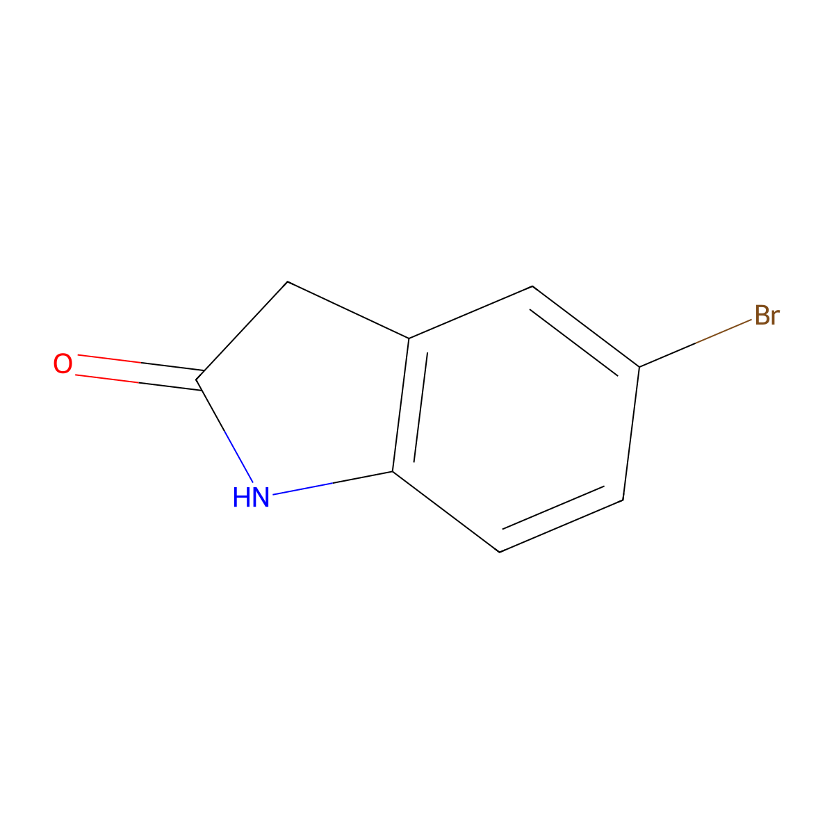 5-Bromo-2-oxindole molecular structure, CAS 20870-78-4