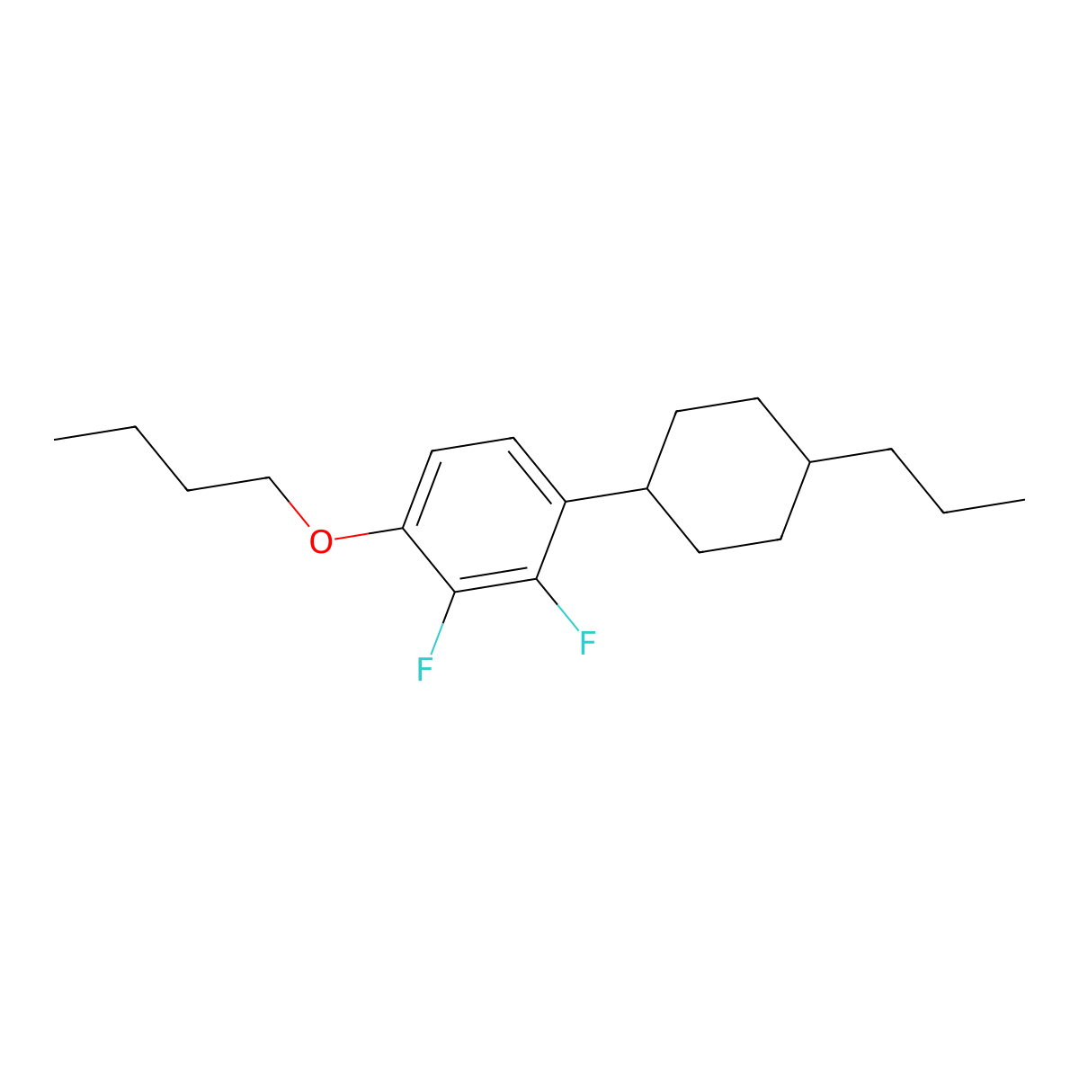 1-Butoxy-2,3-difluoro-4-(4-propylcyclohexyl)benzene molecular structure, CAS 208709-55-1