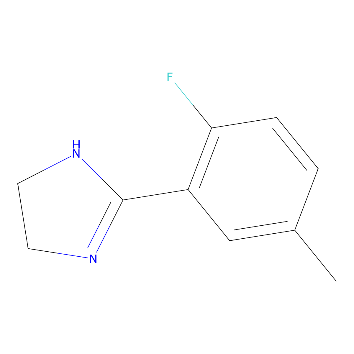 2-(2-fluoro-5-methylphenyl)-4,5-dihydro-1H-imidazole molecular structure, CAS 208718-14-3