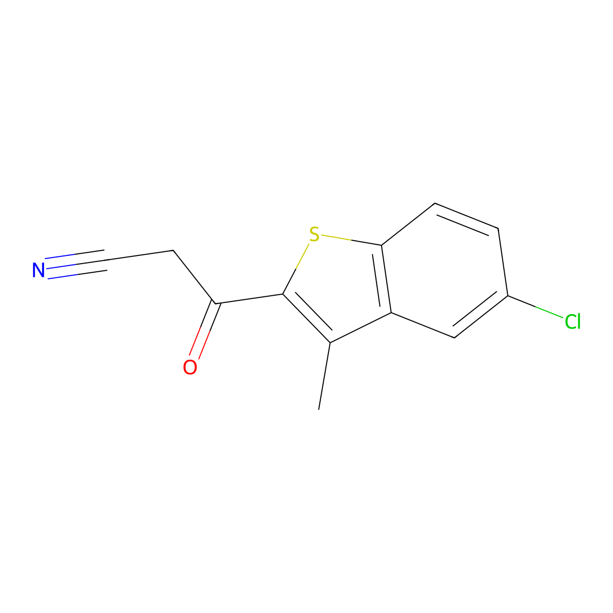 3-(5-Chloro-3-methyl-1-benzothiophen-2-yl)-3-oxopropanenitrile molecular structure, CAS 208720-10-9