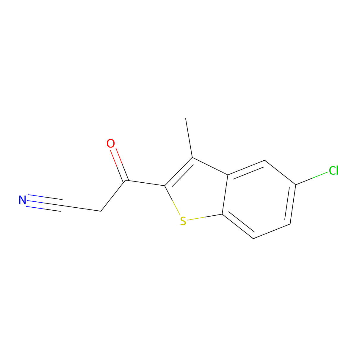 3-(5-Chloro-3-methyl-1-benzothiophen-2-yl)-3-oxopropanenitrile molecular structure, CAS 208720-10-9