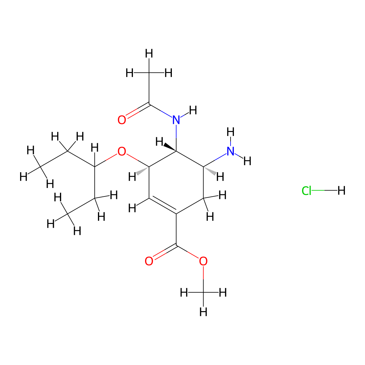 Oseltamivir acid methyl ester hydrochloride molecular structure, CAS 208720-78-9