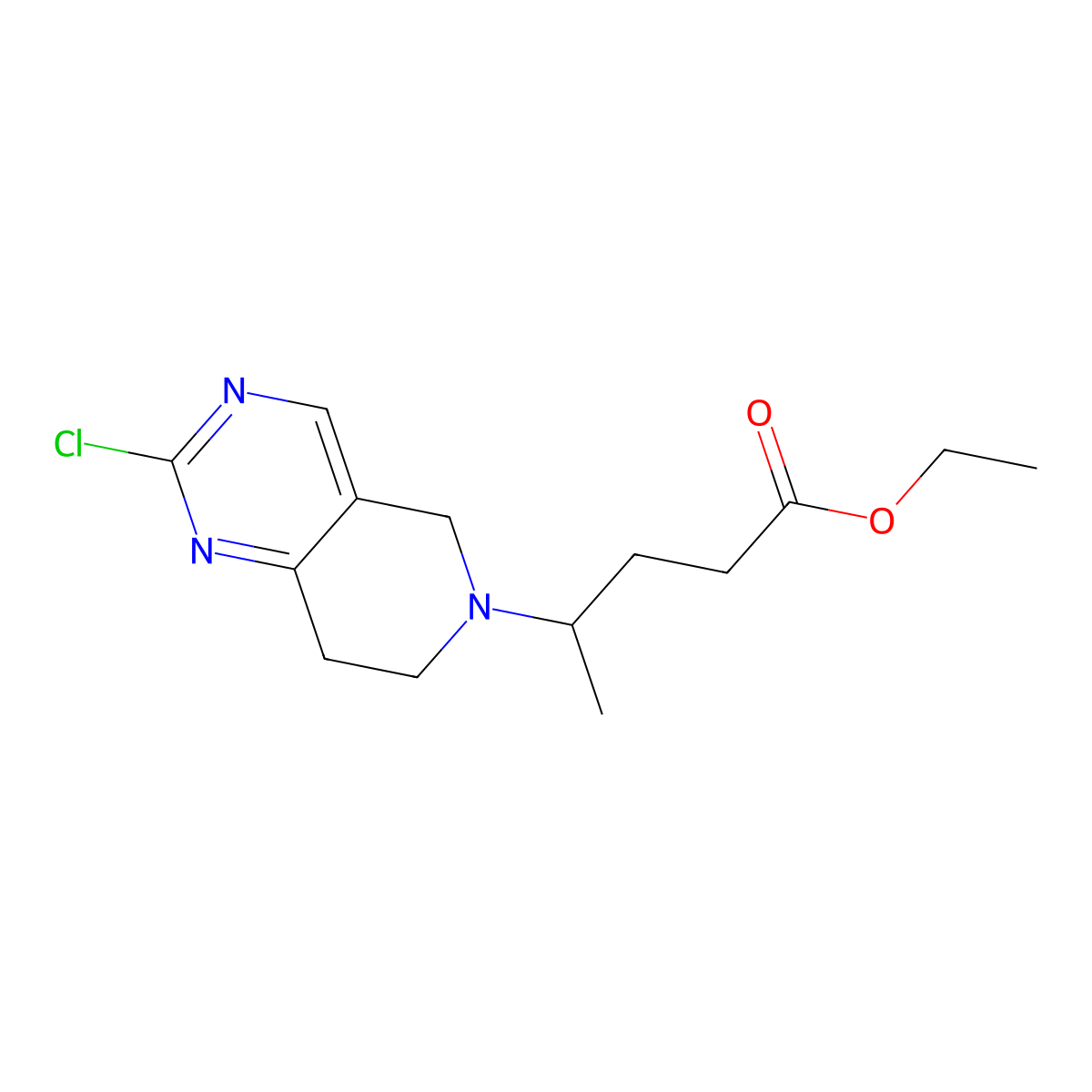 Ethyl 4-(2-chloro-7,8-dihydropyrido[4,3-D]pyrimidin-6(5H)-YL)pentanoate molecular structure, CAS 2087477-57-2