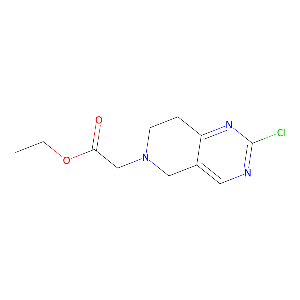 Ethyl 2-(2-chloro-7,8-dihydropyrido[4,3-D]pyrimidin-6(5H)-YL)acetate molecular structure, CAS 2087477-58-3
