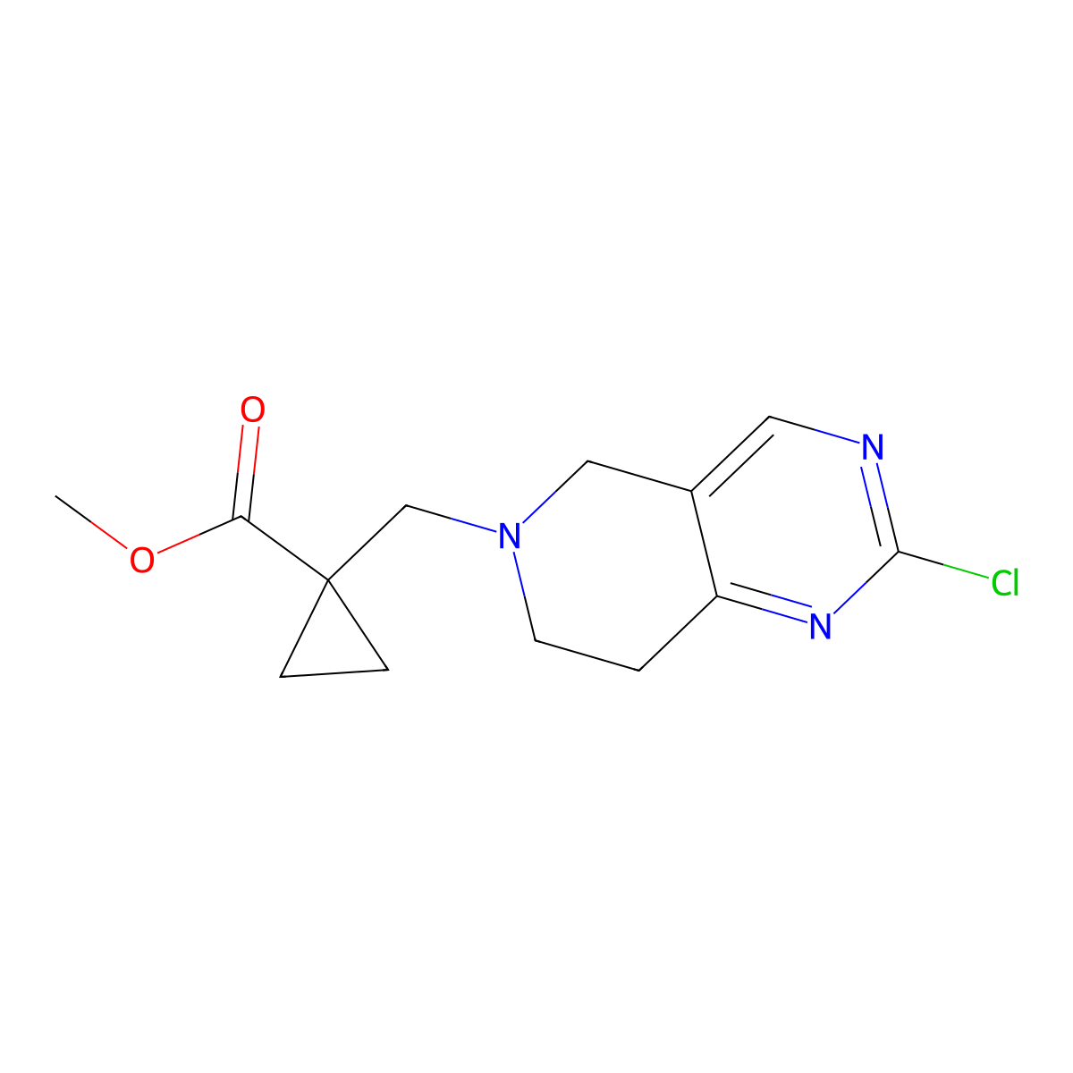 Methyl 1-((2-chloro-7,8-dihydropyrido[4,3-D]pyrimidin-6(5H)-YL)methyl)cyclopropane-1-carboxylate molecular structure, CAS 2087477-59-4