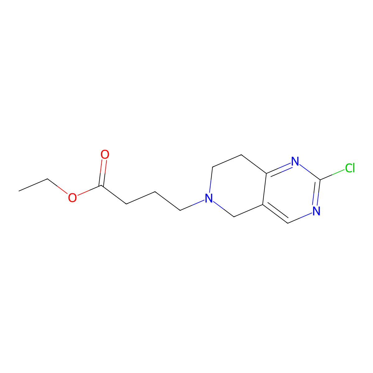 Ethyl 4-(2-chloro-7,8-dihydropyrido[4,3-D]pyrimidin-6(5H)-YL)butanoate molecular structure, CAS 2087477-62-9