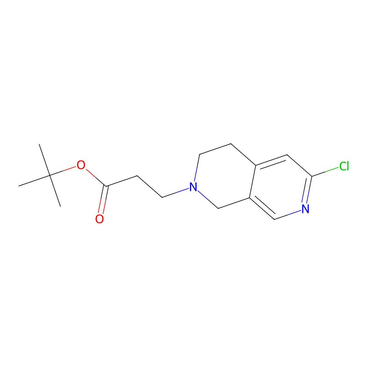 Tert-butyl 3-(6-chloro-3,4-dihydro-2,7-naphthyridin-2(1H)-YL)propanoate molecular structure, CAS 2087477-66-3