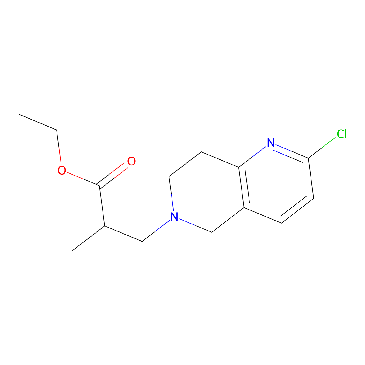 Ethyl 3-(2-chloro-7,8-dihydro-1,6-naphthyridin-6(5H)-YL)-2-methylpropanoate molecular structure, CAS 2087477-67-4