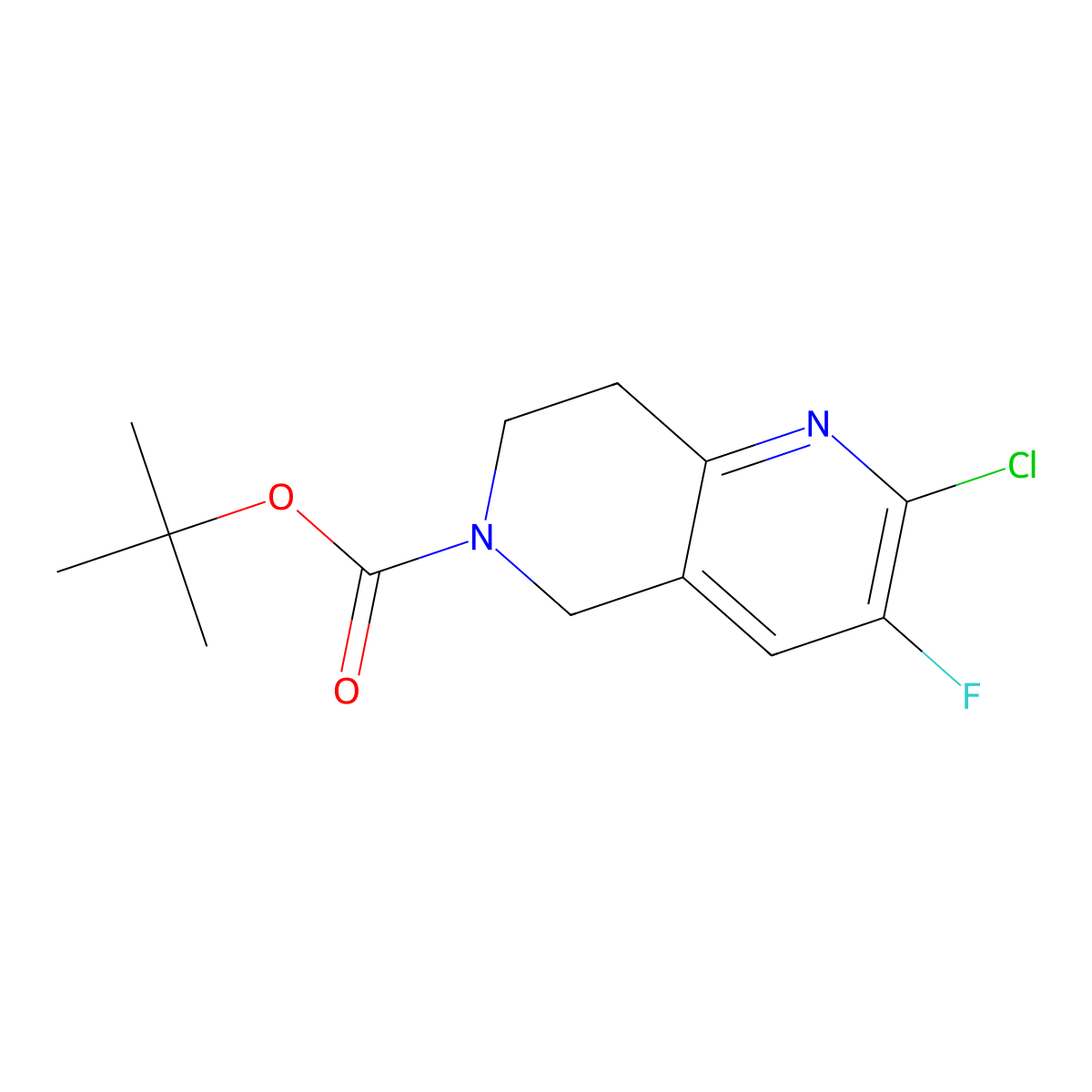 Tert-butyl 2-chloro-3-fluoro-7,8-dihydro-1,6-naphthyridine-6(5H)-carboxylat molecular structure, CAS 2087477-81-2
