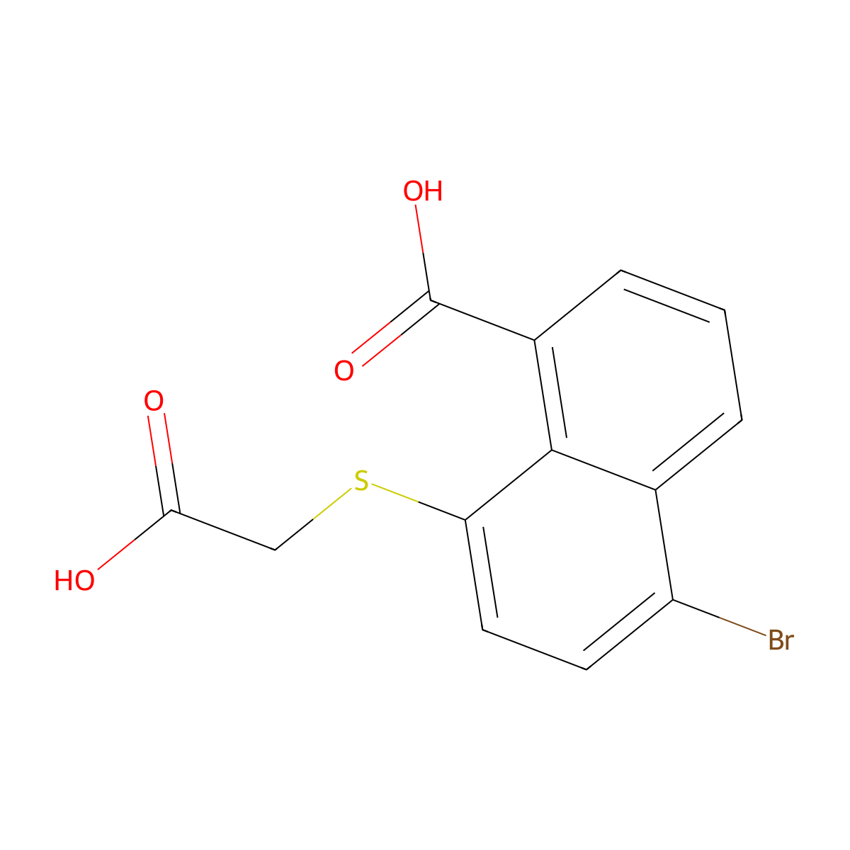 5-Bromo-8-[(carboxymethyl)sulfanyl]naphthalene-1-carboxylic acid molecular structure, CAS 20875-67-6