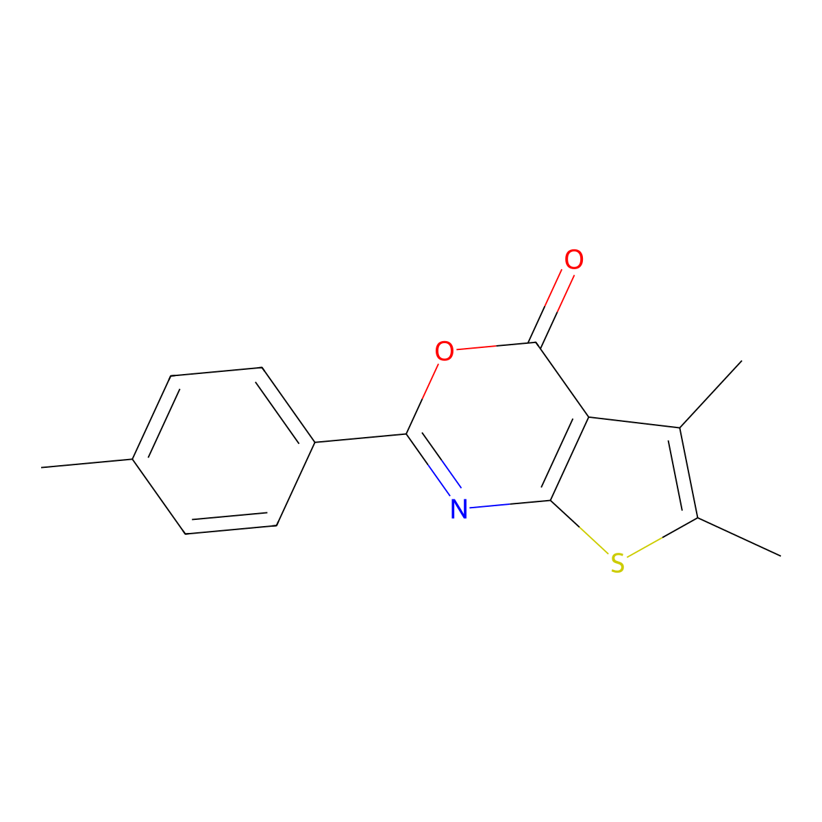 5,6-Dimethyl-2-(4-methylphenyl)thieno[2,3-d][1,3]oxazin-4-one molecular structure, CAS 208755-28-6