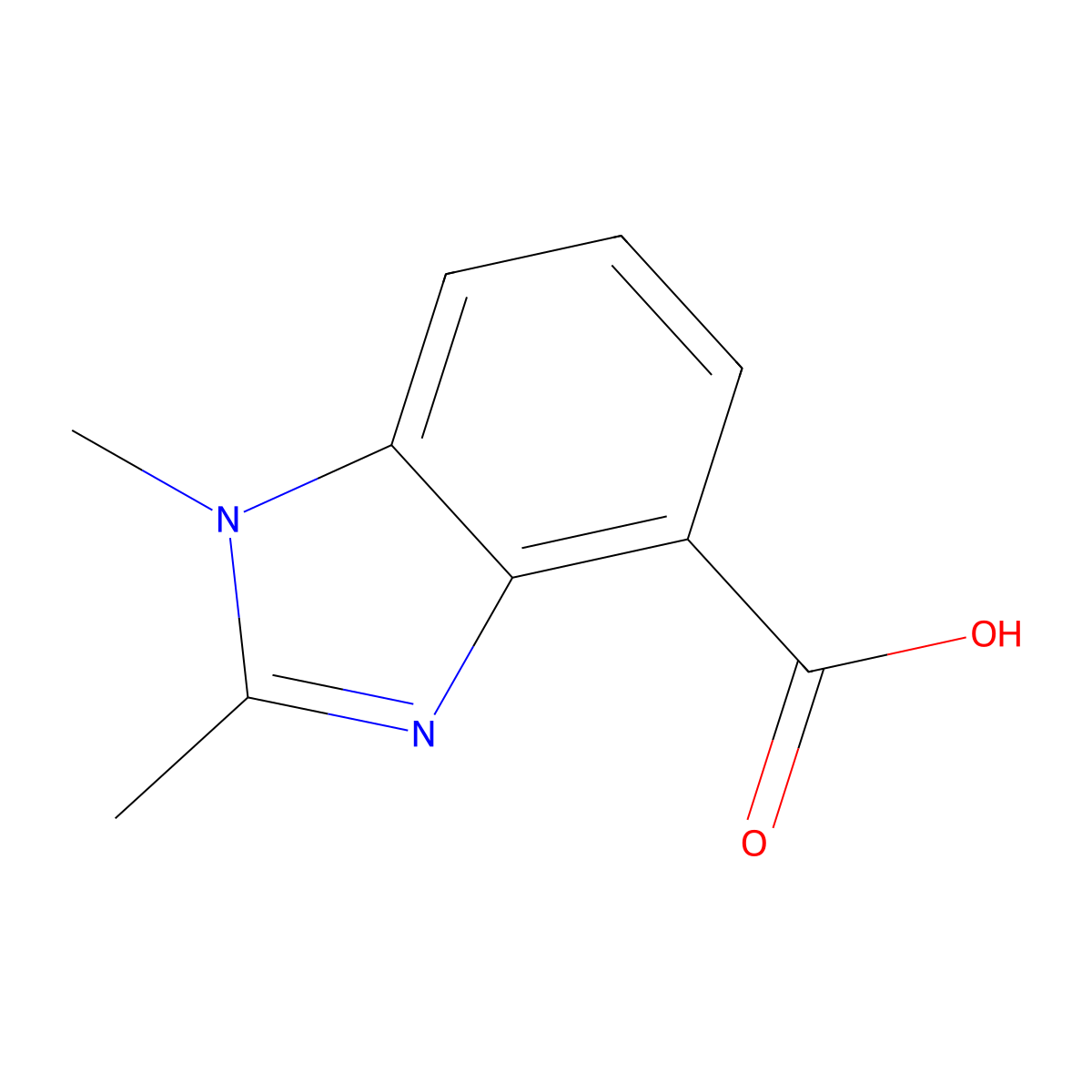 1,2-Dimethyl-1H-benzo[d]imidazole-4-carboxylic acid molecular structure, CAS 208772-09-2