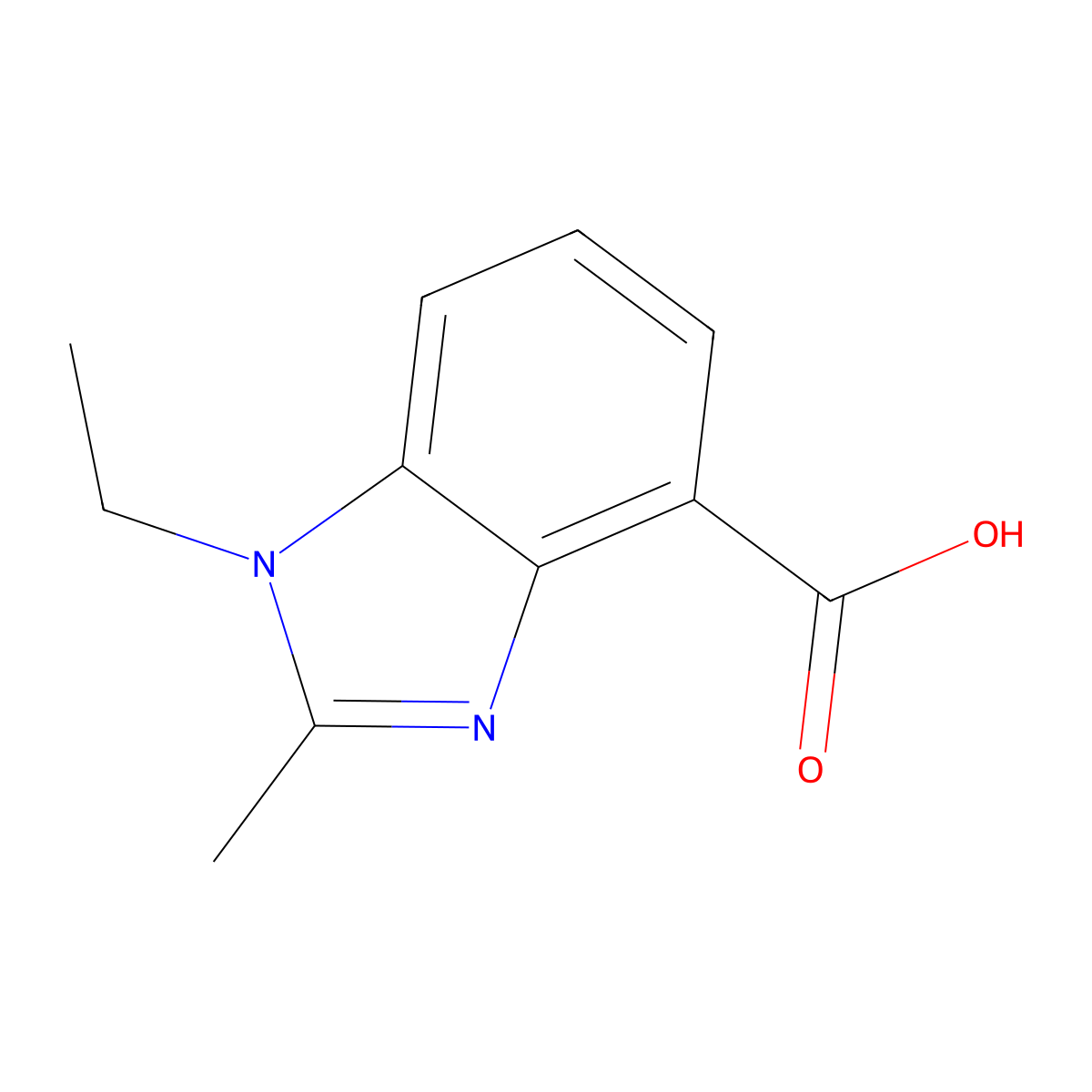 1-ethyl-2-methyl-1H-1,3-benzodiazole-4-carboxylic acid molecular structure, CAS 208772-10-5