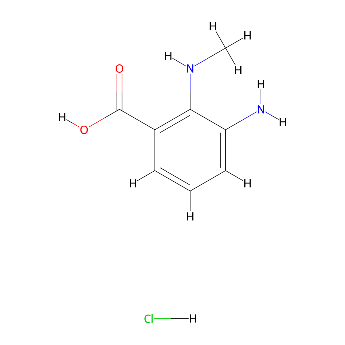 3-Amino-2-(methylamino)benzoic acid hydrochloride molecular structure, CAS 208772-21-8