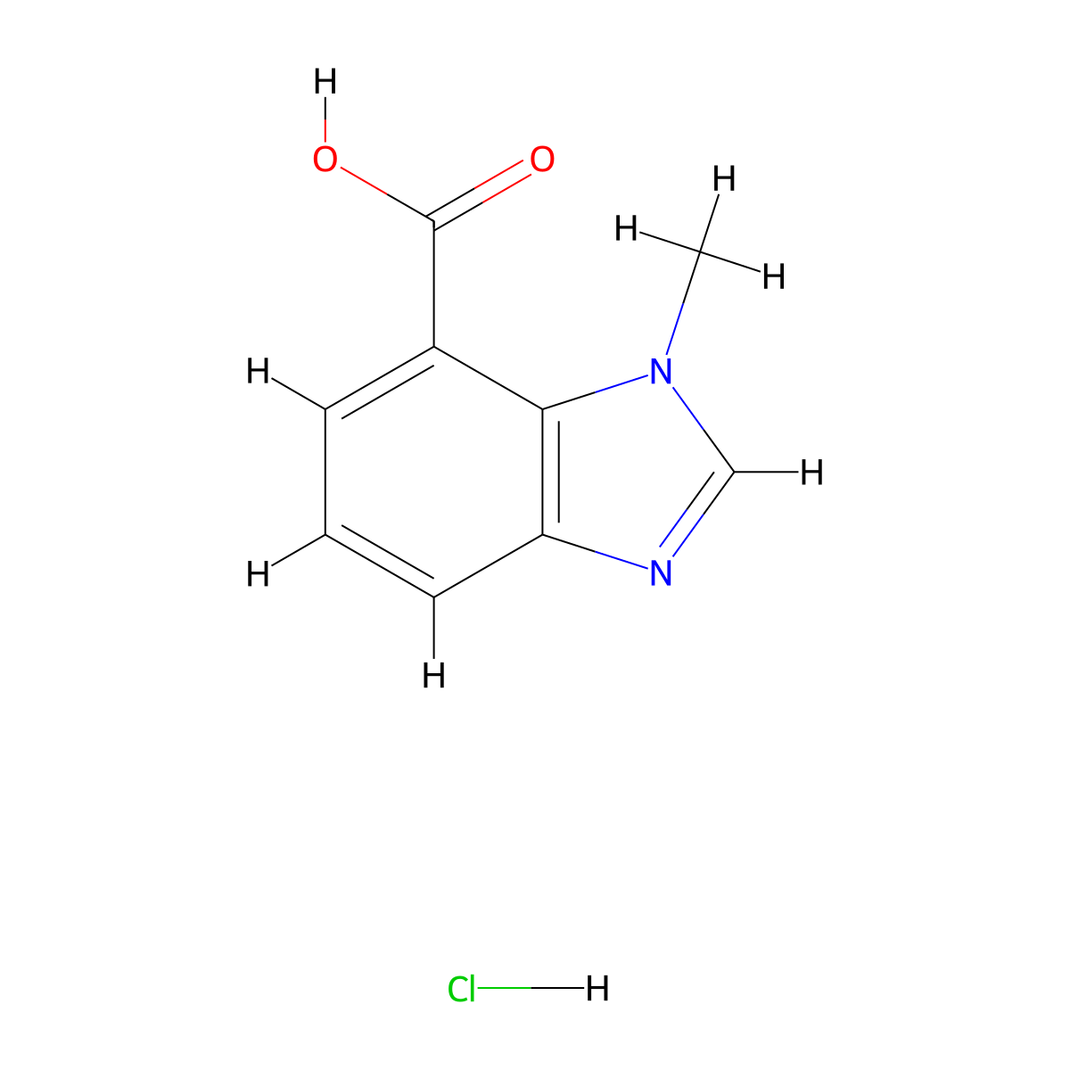 3-Methylbenzimidazole-4-carboxylic acid;hydrochloride molecular structure, CAS 208772-22-9