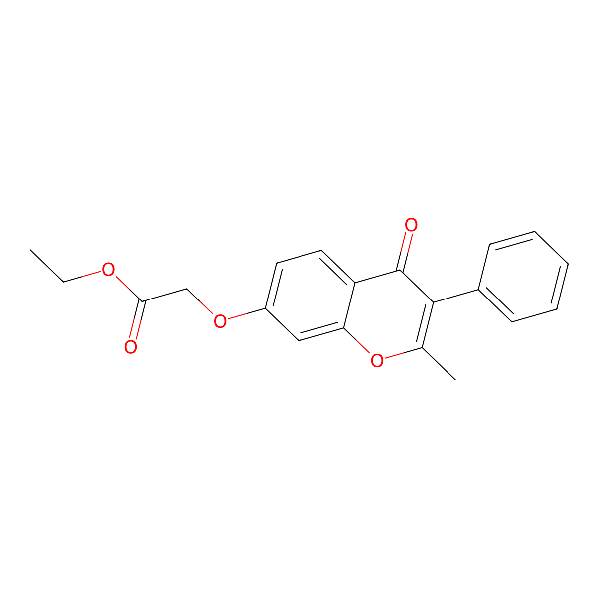 Ethyl 2-(2-methyl-4-oxo-3-phenylchromen-7-yl)oxyacetate molecular structure, CAS 20879-37-2