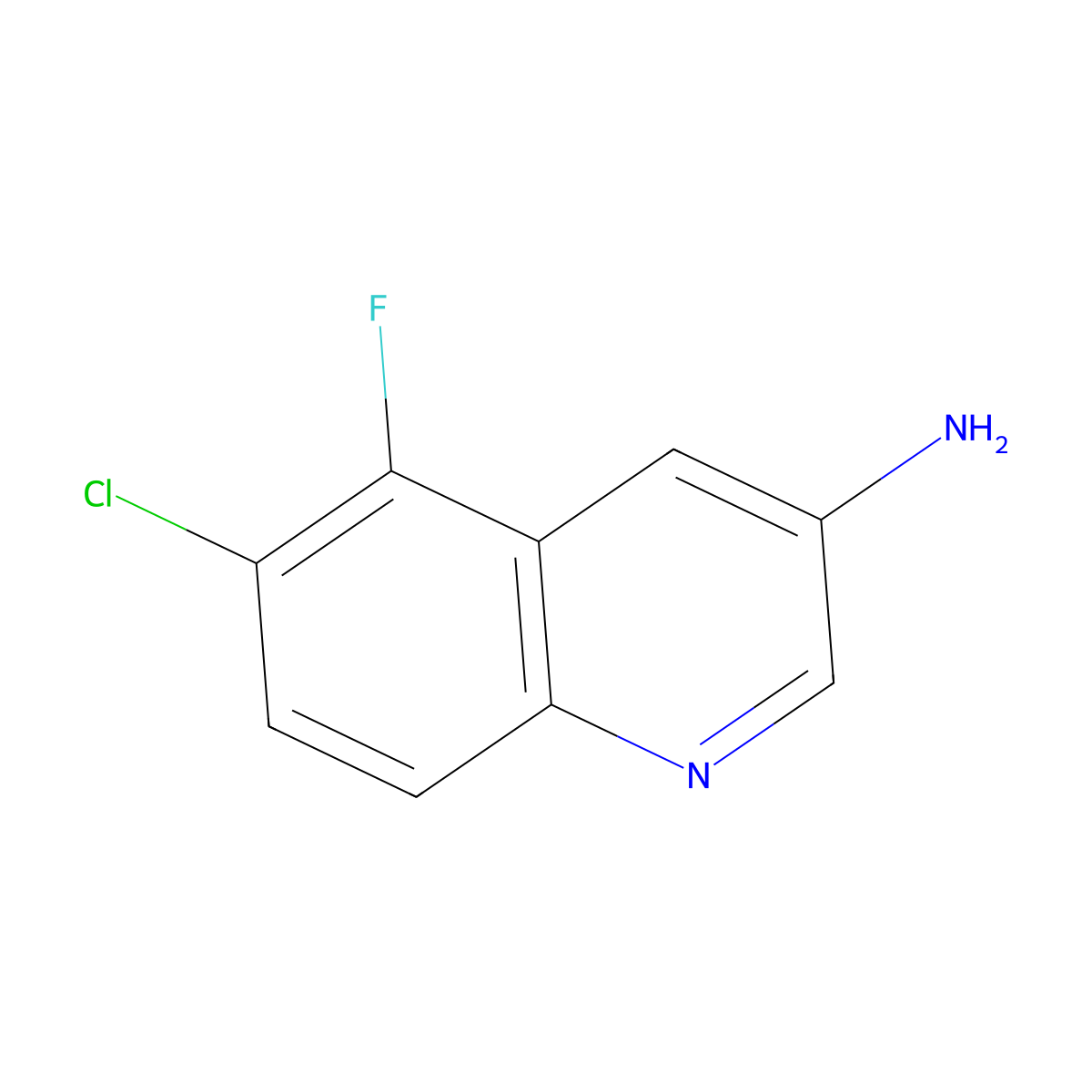6-Chloro-5-fluoroquinolin-3-amine molecular structure, CAS 2087959-70-2
